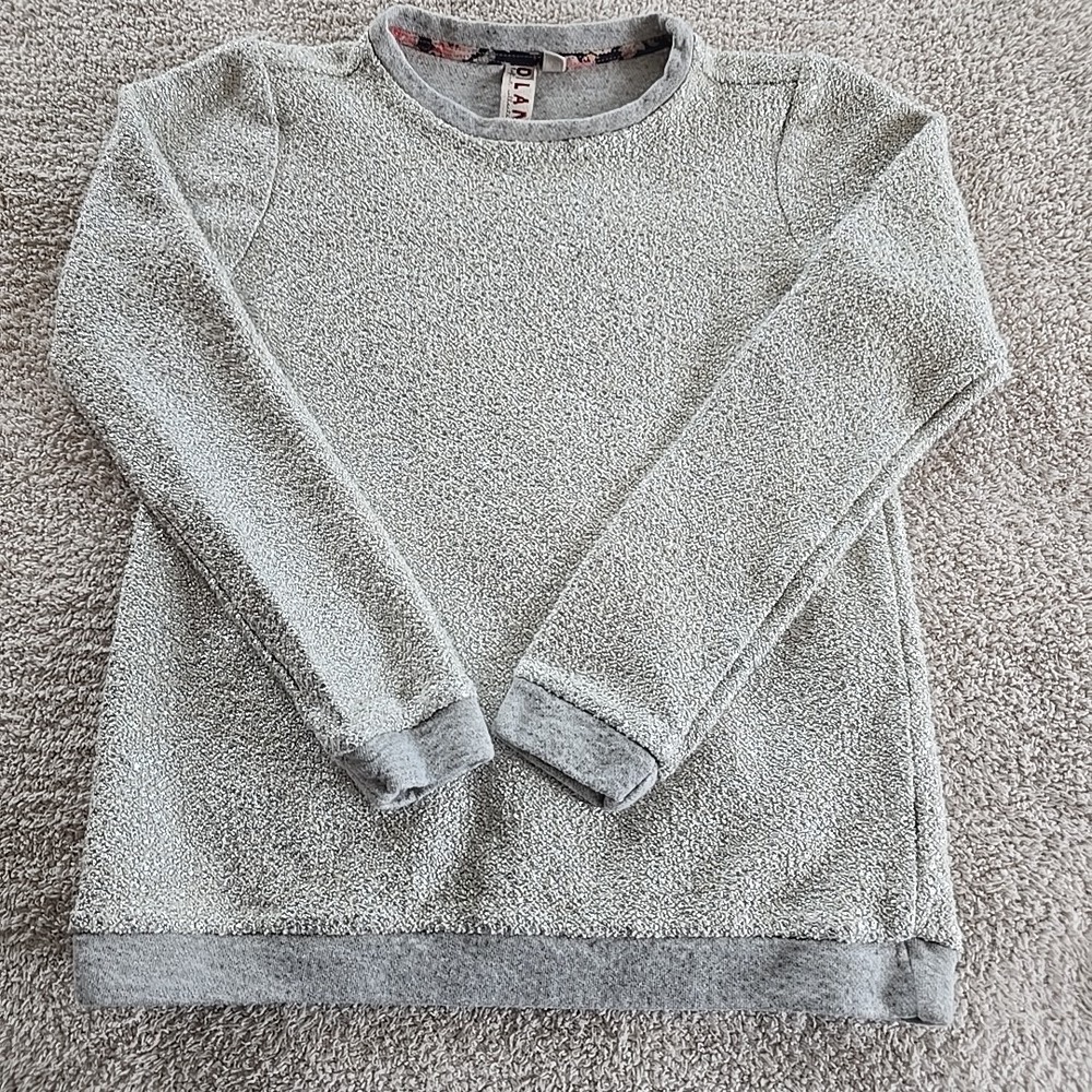Anthropologie Dolan Gray Silver Textured Sparkle Sweatshirt Top Sz XS Oversized